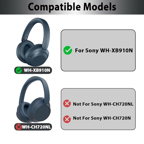 WH-XB910N Replacement Ear Pads, Upgrade Cooling Gel Earpads Cushions for Sony WH-XB910N Noise Cancelling Headphones, Ear Pads Cushions with Soft Memory Foam and Buckle(Blue) - color: Blue-Upgrade Gel-with net and buckle