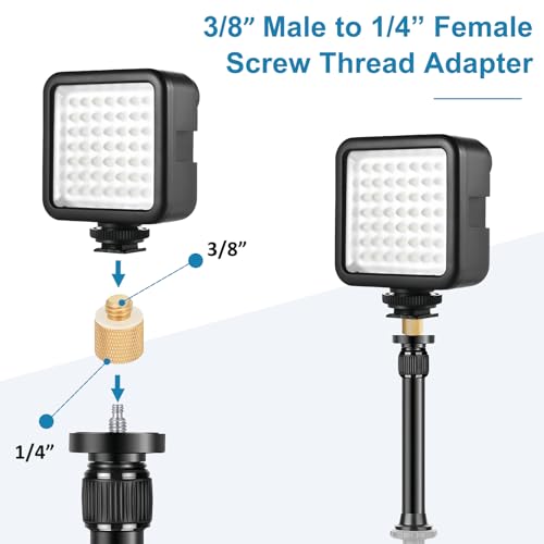 2 Pack Camera Screw Adapter, 3/8"-16 Male to 1/4"-20 Female Screw Thread Adapter Set for Tripod Stand, Microphone Stand, Mic Mount, and Camera Monitor (Brass)
