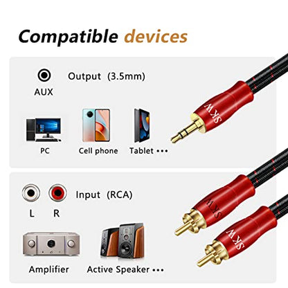 SKW 3.5MM to 2RCA Audio Stereo Cable Entry Level HC Series Cable 3.2ft/1M - size: 3.2ft (1m)