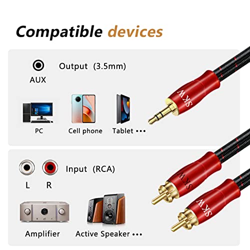SKW 3.5MM to 2RCA Audio Stereo Cable Entry Level HC Series Cable 4.9ft/1.5M - size: 4.9ft (1.5m)
