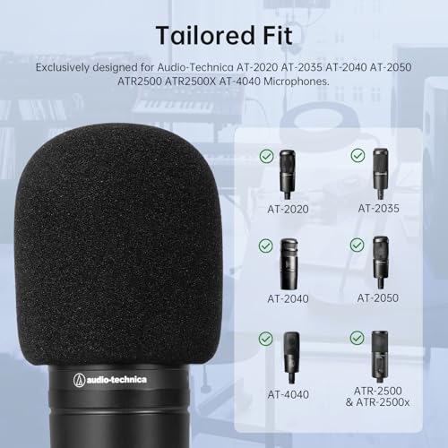 Foam & Dual-Layer Mesh Pop Filters Combo for Audio-Technica AT-2020 AT-2035 AT-2040 AT-2050 ATR2500 ATR2500X AT-4040 Microphones