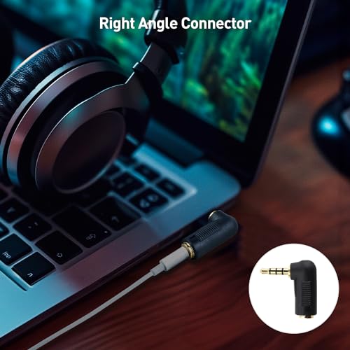 Cable Matters 2-Pack TRRS Right Angle 3.5mm Adapter, Black | 3.5mm Right Angle Adapter, 90 Degree Audio Converter
