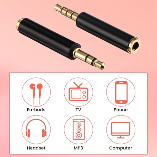 Molain 4 Pack 3.5mm TRS Male to 3.5mm TRRS Adapter, TRRS to TRS Adapter Male to Female Microphone Audio Converter Microphone Audio Adapters Compatible with Cameras Recorders Camcorders Audio