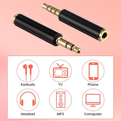 Molain 4 Pack 3.5mm TRS Male to 3.5mm TRRS Adapter, TRRS to TRS Adapter Male to Female Microphone Audio Converter Microphone Audio Adapters Compatible with Cameras Recorders Camcorders Audio