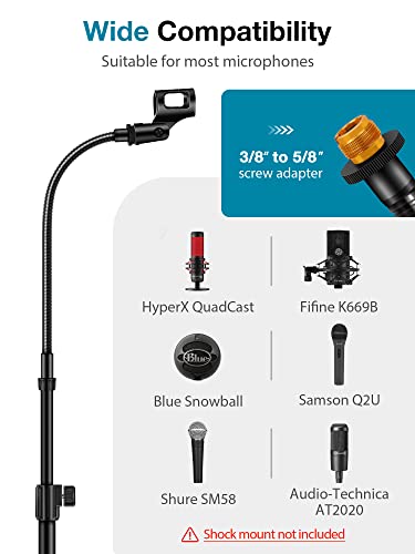 InnoGear Microphone Stand Floor 32" to 70" Gooseneck Mic Stand for Singing | Max Height 70", Stable Base, Flexible Angle, Easy to Transport, Adjustable Gooseneck, Fit Blue Yeti, For Sitting or Standing