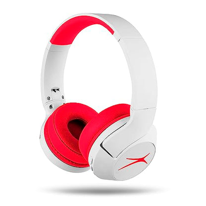 Altec Lansing Kid Safe Noise Cancelling Wireless Headphones 15H Battery, 85dB Volume Limit, Foldable Design Powerful Sound, Active Noise Cancellation Perfect for Kids Ages 7+ - color: Whiteout Classic Red
