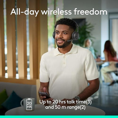 Logitech Zone Wireless 2 ES for Business Headset - Teams - Graphite | Adaptive Hybrid ANC, Bluetooth, USB-C & USB-A, Microsoft Teams Certified, ideal for Business, Noise-Canceling - color: Graphite, style: Wireless 2 ES
