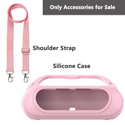 Silicone Cover Case for Beats Pill 2024 Wireless Bluetooth Speaker | Protective Stand Holder for Beats Pill Bluetooth Speaker Accessories With Should Strap (Pink Case) - color: Pink Case