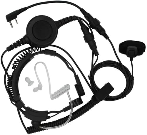 Tactical Throat Mic with Finger PTT Compatible for Baofeng Kenwood Earpiece | Compatible with BaoFeng UV-5RMini UV-5R/5RA/5RA+/5RB/5RC/5RD/5RE/5RE Plus/UV-82/BF-480/490/530/999/888/777/666S/777S/888S