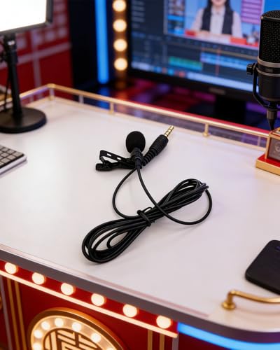 2Pack 3.5mm Lavalier Lapel Clip-on Omnidirectional Microphone, Hands-Free Mic for Phone, Camera - color: Black, size: 2-Pack