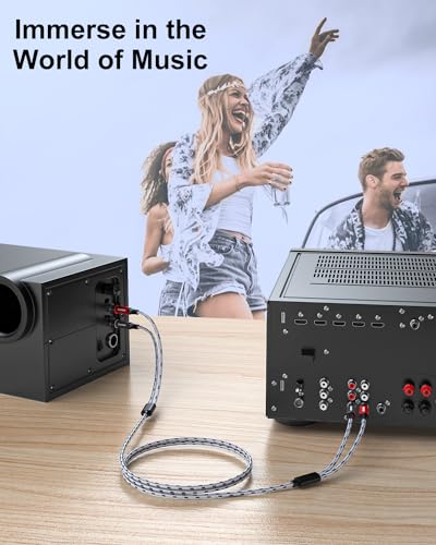 SNANSHI RCA Cables 5ft - Dual RCA Stereo Audio Cable | Nylon Braided, Dual Shielded Gold-Plated Connectors RCA to RCA Cable for Amplifier, Head Unit, Turntables & Home, Theater - size: 5ft