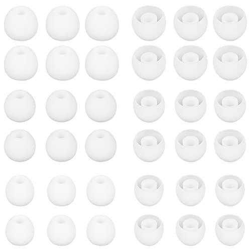 18 Pairs Silicone Ear Tips Replacement Earbud Tips for in- Ear Headphones Ear Covers (Inner Hole from 3.8mm-5.5mm Earphones) Earbud Replacement Tips Ear Bud Rubber Tips S M L - color: White