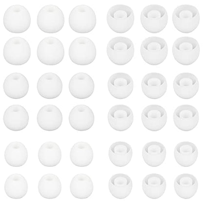18 Pairs Silicone Ear Tips Replacement Earbud Tips for in- Ear Headphones Ear Covers (Inner Hole from 3.8mm-5.5mm Earphones) Earbud Replacement Tips Ear Bud Rubber Tips S M L - color: White