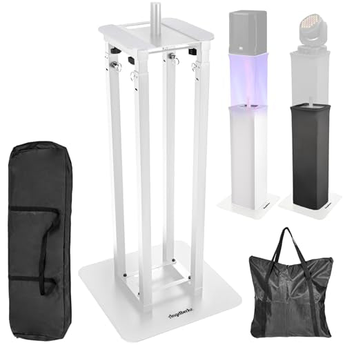 Adjustable Moving Head Light Totem Stands. Totem Light Stand, Adjustable 38.58-68.8 in, Black/White Scrims, Carry Bags, 35mm Speaker Mount, for for DJs & Event Lighting - color: White