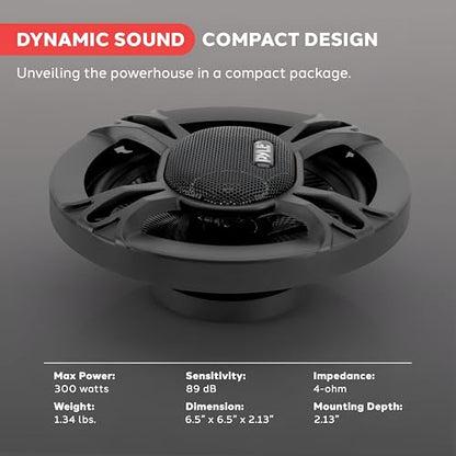 Pyle 3-Way Universal Car Stereo Speakers-300W 6.5” Triaxial Loud Pro Audio Car Speaker Universal OEM Quick Replacement Component Speaker Vehicle Door/Side Panel Mount Compatible PL613BK (Pair), black - size: 6.5