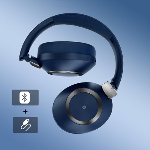 Active Noise Cancelling Headphones, 100H Playtime Headphones Wireless Bluetooth, Bluetooth Headphone with Microphone, Over- Ear Wireless Headphone with Deep Bass for Travel (Blue) - color: Blue