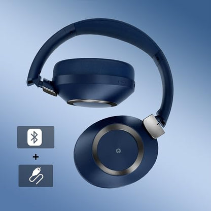 Active Noise Cancelling Headphones, 100H Playtime Headphones Wireless Bluetooth, Bluetooth Headphone with Microphone, Over- Ear Wireless Headphone with Deep Bass for Travel (Blue) - color: Blue