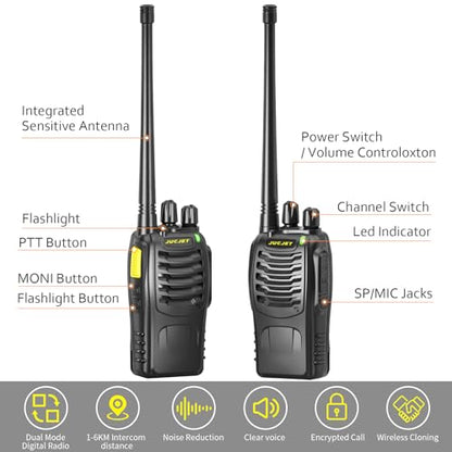 888HD Walkie Talkies, Digital Two Way Radios for Warehouses, 6 Pack