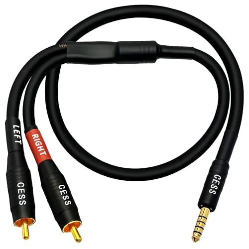 CNCESS 4.4mm Balanced Male to 2 RCA Plug Audio Cable – 24 Inch