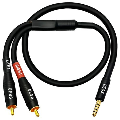 CNCESS 4.4mm Balanced Male to 2 RCA Plug Audio Cable – 24 Inch