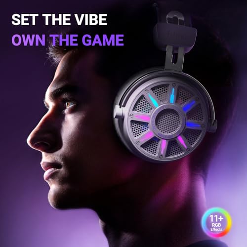 FIFINE Open Back Gaming Headset with 7.1 Surround Sound, Flowing RGB, USB Control Box, Soft Ear Pads, Wired Headset with Noise canceling Mic for PC, PS5, PS4, Laptop, Mac - H19WP