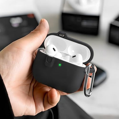 Compatible with AirPod 4 Case Cover with Cleaner Kit, Soft Silicone Cover for airpod 4 case Comes with Magnetic Lid Lock & Keychain-Solid for Women/Men,Black - color: C1-Magnetic Black