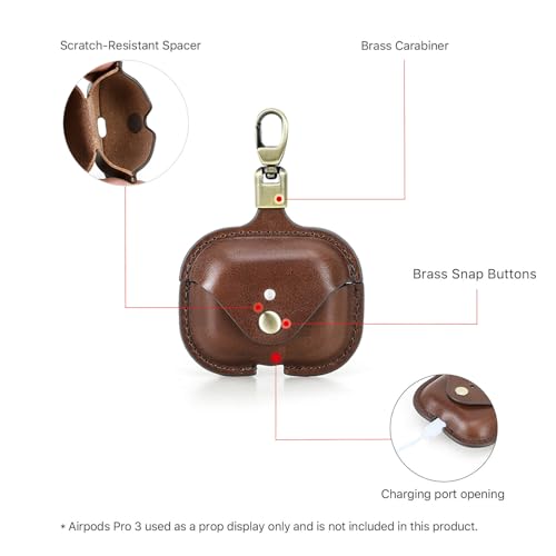 Hiram Leather Case Replacement for Airpods Pro 3 2025,Vegetable Tanned Leather Portable Travel Case Compatible with Airpods Pro 3,Headphone Cases Replacement for AirPods Pro 3 Charging(Coffee) - color: Dark Brown