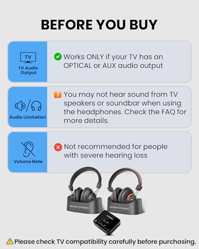 Avantree HT41899 Plus 2 - Dual Bluetooth Wireless TV Headphones for Seniors | Easy Charging Docks & Transmitter, Clear Voice, Independent Volume, aptX Adaptive, Low Latency, Optical & AUX TV Compatible