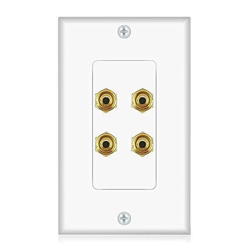 Banana Binding Post Wall Plate for 2 Speakers, White
