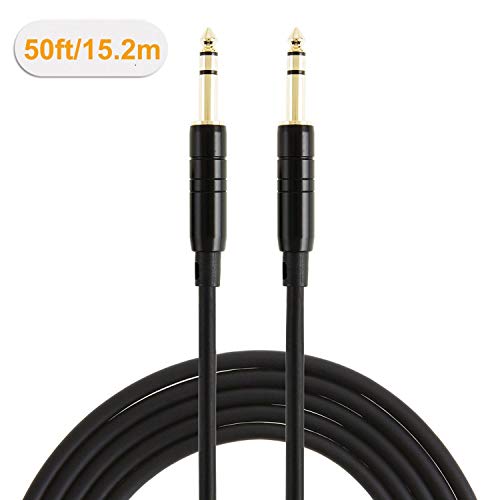 CableCreation 1/4 Inch 6.35mm TRS Balanced Stereo Instrument Guitar Cable | Pro Grade Quarter inch 1/4'' TRS Male to Male Audio Cable for Bass,Keyboard,AMP,Speaker,Mixer,Studio,Speaker/Receiver,6~50ft - size: 50 Feet