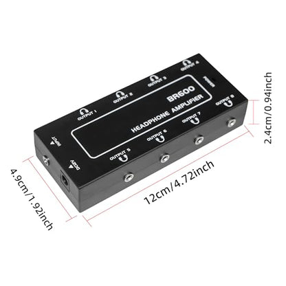 9-Jack Multi Headphone Audio Splitter,Headphone Amplifier Stereo Audio Amp with 12V 1A Power Adapter Distributor Headphone Splitter for Studio and Stage