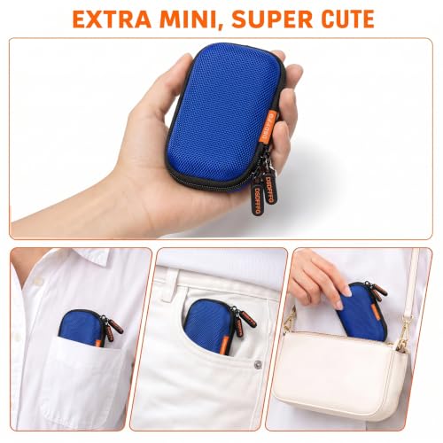 Mini Earbud Case, Small Hard Shell EVA Rectangle Carrying Zipper Tech Pouch | Blue for Apple Airpods, Earpods, Galaxy Buds, Wired Wireless Earbuds, Earplugs, IEMs, Flash Drive, USB Cable, Memory Card - color: Blue