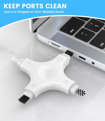 Phone Cleaning Kit, Multi-Tool Charging Port Cleaner with Soft PVC Brushes for iPhone & USB-C Devices, Speakers & Earbuds, White - color: White