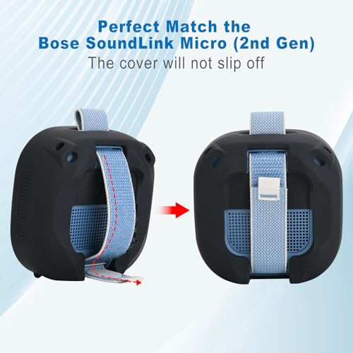 1 Pack Silicone Case for Bose SoundLink Micro 2nd Gen Speaker, Shockproof Protective Skin Cover Sleeve Soft Silicone Cover (Case Only) (Black) - color: Black