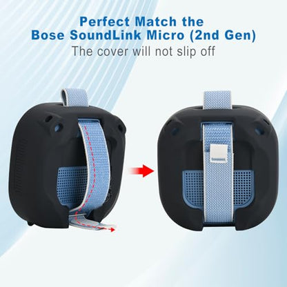 1 Pack Silicone Case for Bose SoundLink Micro 2nd Gen Speaker, Shockproof Protective Skin Cover Sleeve Soft Silicone Cover (Case Only) (Black) - color: Black
