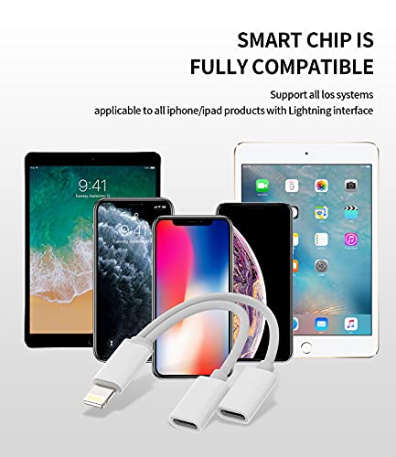 Headphone Adapter Compatible with Lightning Double to Audio Jack and Charger Earphone Charging Splitter Compatible with iPhone 11 12 xr x 7 8plus for ipad Connector Converter for MFI Certified