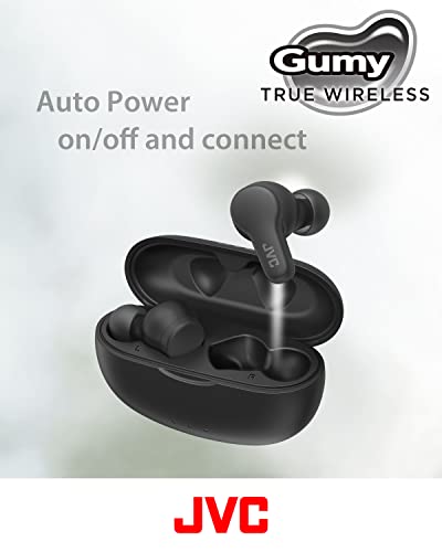 JVC Gumy HAA7T2B True Wireless Earbuds, Black | Bluetooth 5.3, 24-Hour Playback, IPX4 Water Resistant, XS/S/M/L Earpieces, Built-in Mic - color: Black
