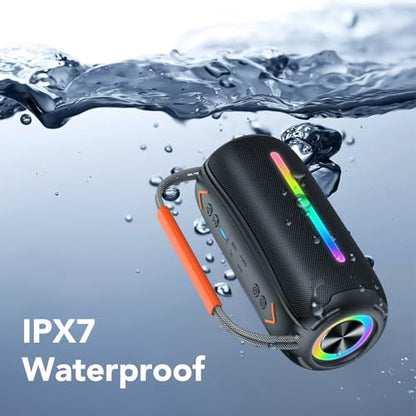 aowoka Bluetooth Speaker Portable Wireless Bluetooth Speakers with HD Stereo Sound, BT 5.4 TWS Pairing, IPX7 Waterproof, 30H Battery Life with Led Light for Outdoor/Party/Sport/Travel/Gifts