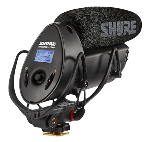 Shure VP83F LensHopper Camera-Mounted Condenser Shotgun Microphone with Integrated Digital Flash Recording - Windscreen, Superior RF Immunity, Backlit LCD, 5-Position Joystick, Rycote Lyre Shock Mount - style: Integrated Flash