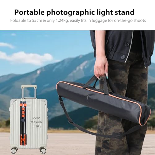Photography Light Stand, 6.5ft Adjustable Reverse Folding Tripod Stand - color: 0range