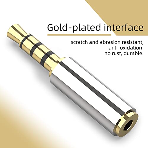 2.5mm to 3.5mm Adapter and 3.5mm to 2.5mm Adapter Male to Female Stereo Audio Connector, 3.5 to 3.5 (1/8") TRS Stereo Aux Converter Gold Plated Compatible for Smartphones, Mic (3-in-1 Pack)
