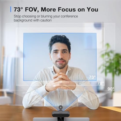 EMEET C960 4K Webcam for PC, PDAF Auto Focus, Dual Omni Mics, 73° FOV | Auto Light Correction, USB-A, Plug&Play, Web cam 4K with Privacy Cover, Webcam 4K Works for Zoom/Teams/Google Meet, Laptop/PC - style: 4K