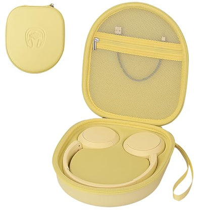 Hard Headphone Case for Sony WH-CH520 / JBL Tune Live 670NC, Yellow | Protective Carring Storage Case for Over-Ear Headphones, with Handle Strap & Mesh Pocket - color: YELLOW