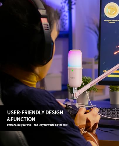 USB Condenser Microphone, Gaming Mic for PC/PS5 Podcast Streaming - color: Pink