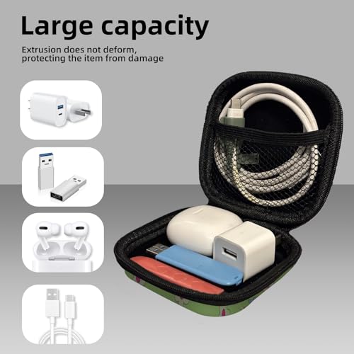 Square Data Cable Earbud Charger Coin Storage Bag Shockproof and Drop-Proof EVA Material Compatible with AirPod(Cute Flowers) - color: cute Flowers