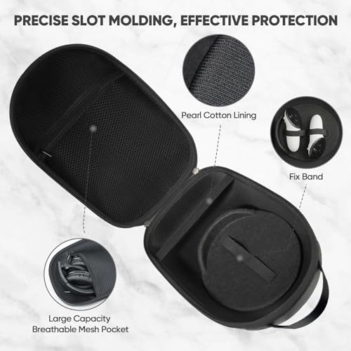 sarlar Carrying Case for Meta Quest 3S/Quest 3/Quest 2 VR Headset, Controller, Original Head Strap, Carbon Fiber Hard Shell Pouch with Lightweight Portable Protection for Travel Storage