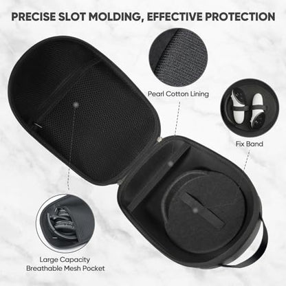 sarlar Carrying Case for Meta Quest 3S/Quest 3/Quest 2 VR Headset, Controller, Original Head Strap, Carbon Fiber Hard Shell Pouch with Lightweight Portable Protection for Travel Storage