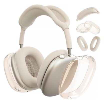 MOLOPPO 3 in 1 Case Cover Compatible with AirPods Max 2/1 2024/2, Starlight | Anti-scratch Clear Soft TPU Ear Cups /Silicone Ear Pad Case /Headband Cover for AirPods Max, Transparent Accessories for Max - color: A5-Transparent Starlight