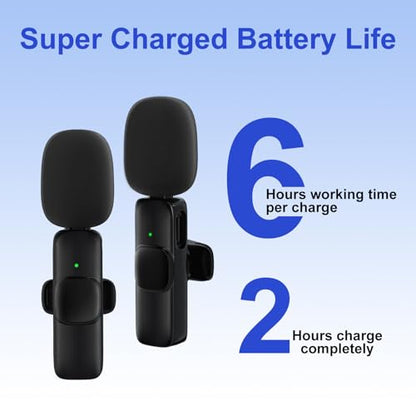 JUDKIOM 2 Pack Wireless Lavalier Microphone for iPhone,Android, USB C, Clip-on Mics, Bluetooth Lapel Mic for Video Recording Interview Vlog YouTube TikTok - style: 2 in 1