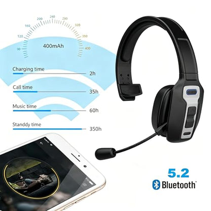 Gold Single Ear Bluetooth Headset, Lightweight Comfort Business Earpiece with Noise Canceling Mic, Hands-Free Mono Headphone for Office, Driving, Conference Calls - color: Gold
